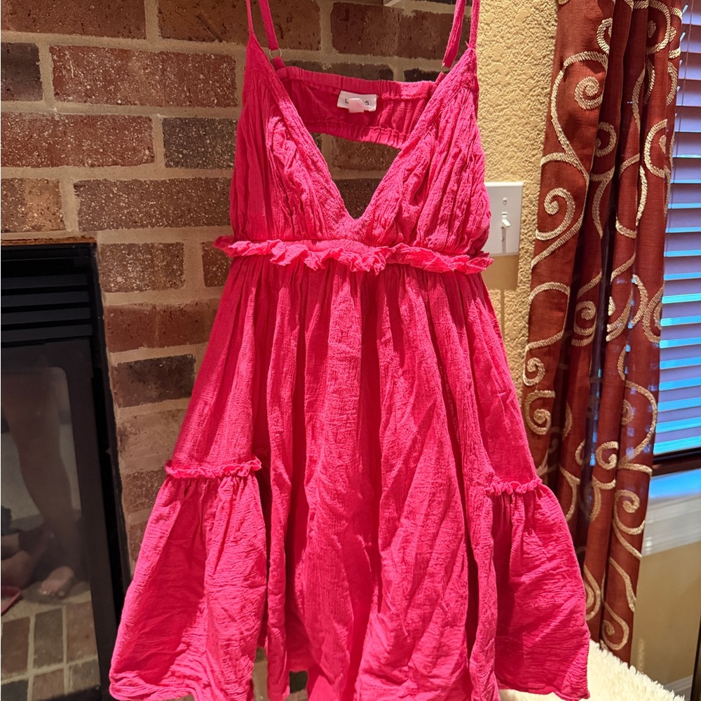 Hot Pink Spaghetti Strap Summer Dress